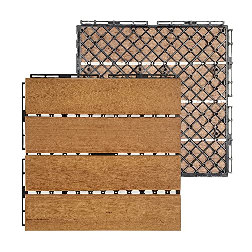 Image of Plantex Tiles for Floor-Interlocking Wooden Tiles /Garden Tile /Quick Flooring Solution for Indoor /Outdoor Deck Tile-Pack of 1 (Keruing Wood)