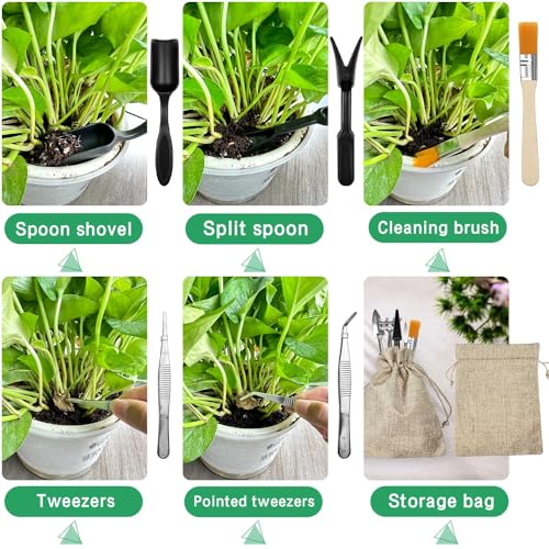 13 Stück Gartenwerkzeug Set, Gartenwerkzeug mit Aufbewahrungsbeutel, Bonsai Werkzeug, Bonsai Zubehör, Bonsai Werkzeug Set Geeignet für Innen und Außenbereich Blumen Garten Gemüse Pflanzen (Schwarz)