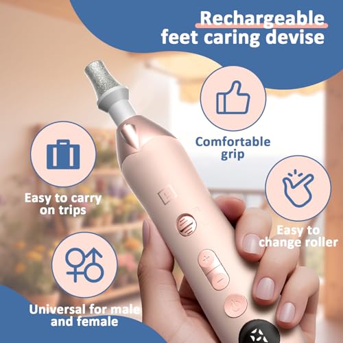 Image of Mfish Electric Callus Remover for Feet, Rechargeable Foot File with Digital Display, 9 Speeds & 8 Grinding Heads, Professional Pedicure Tool for Thick Calluses, Cracked Heels & Hard Skin Pink