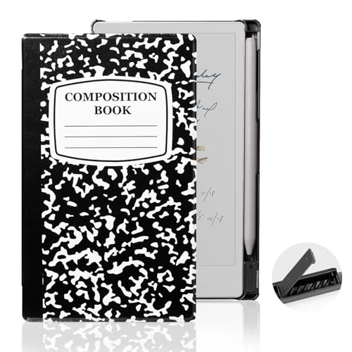 CoBak Case for Remarkable Paper Pro Move 7.3 inch 2025 Hard Back Shell Protective Lightweight Auto Wake/Sleep Smart Folio Cover with Built-in Pen Holder and Nibs Holder (Black Notebook)