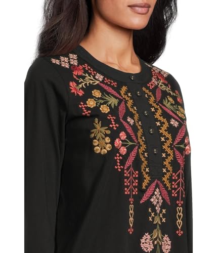 Johnny was Women's Mixed Media Henley T-Shirt4