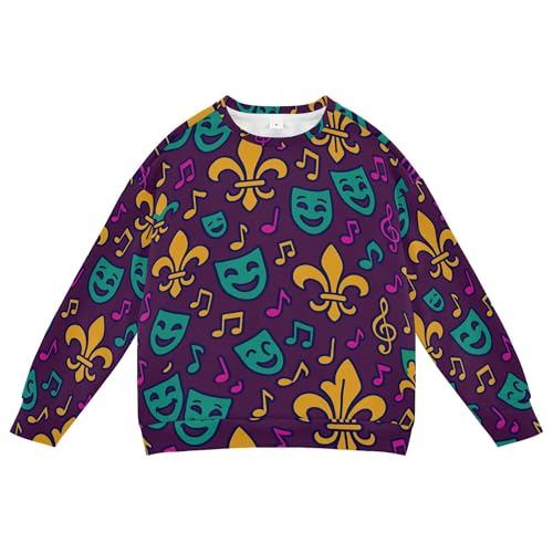JUNZAN Mardi Gras Balloon Crown Purple Little Boys Sweatshirts Hoodies Fleece Hoodie for Boys Sports 4T