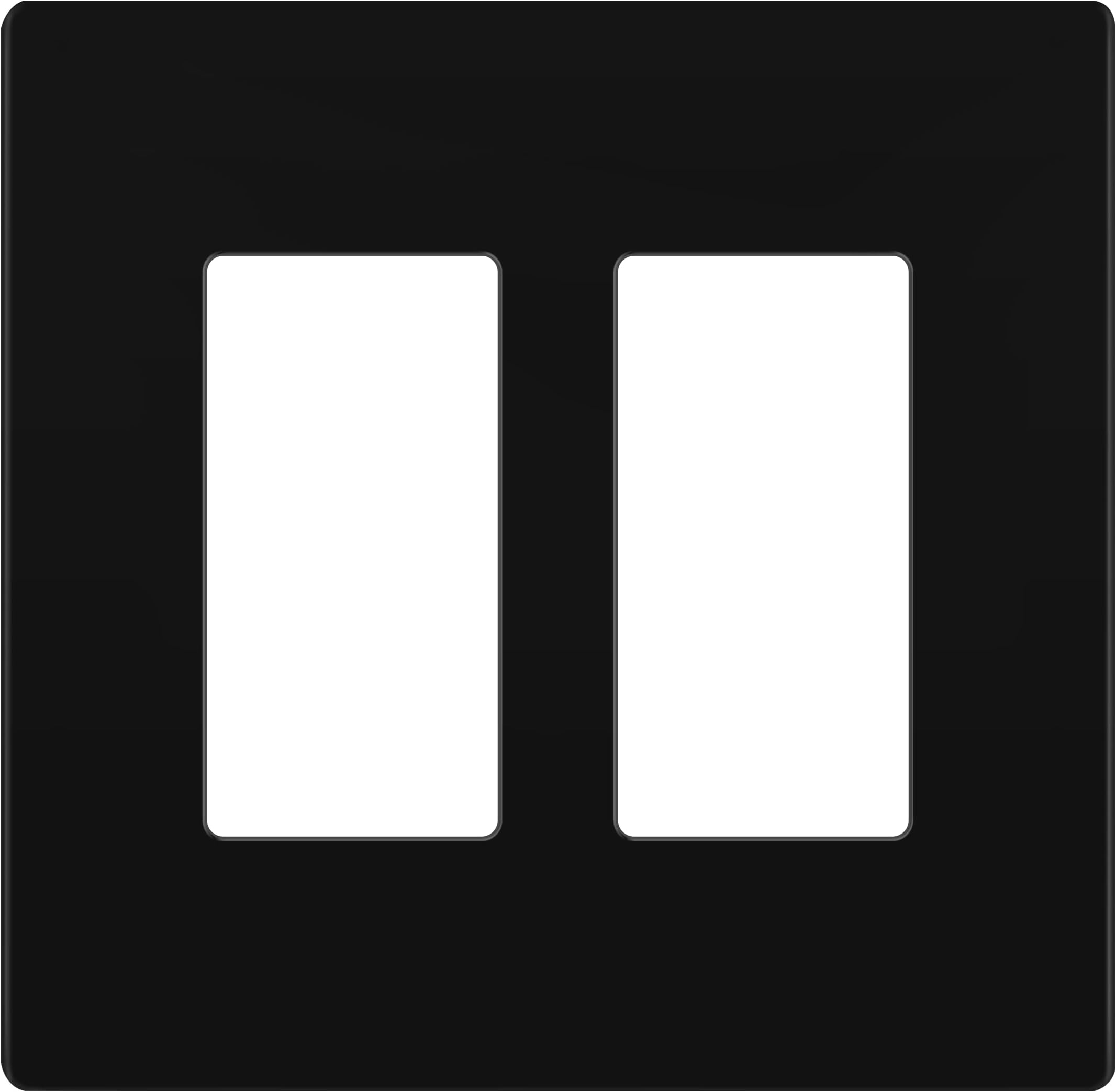 Matte Finish Double Decorator Switch Cover, Screwless Wall Plate, Mid-Size 2-Gang 4.88" x 4.92", Polycarbonate Thermoplastic, UL Listed, LSWP-32M-BK, Black