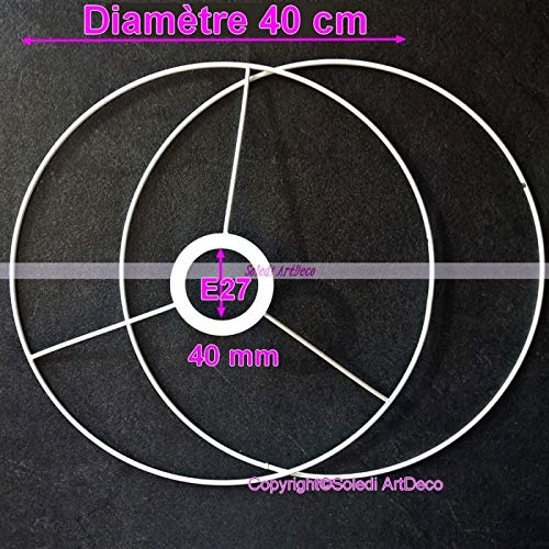 Lealoo Set d'Ossature Diamètre 40cm pour Abat-Jour, Grands Anneaux Ronds Epoxy Blanc, pour Douille diam 40mm E27