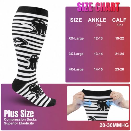 Image of Cerpite Plus Size Compression Socks 20-30 mmHg for Women & Men, Extra Wide Calf Compression Socks, Cushioned Breathable Support for Nurses, Travel, Running & Long Standing