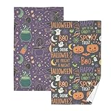 Caihoyu Brujas y elementos mágicos Halloween Words - Toalla de algodón para uso diario, 2 unidades, 16 x 28 pulgadas