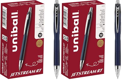 Image of uniball Jetstream RT Ballpoint Pens, Fine Point (0.7mm), Black (Pack of 24)