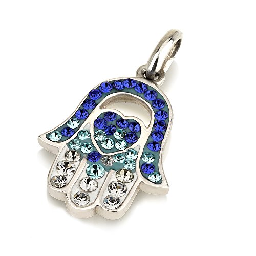 Collier argent 925 pendentif de Hamsa bleu idée cadeau anniversaire
