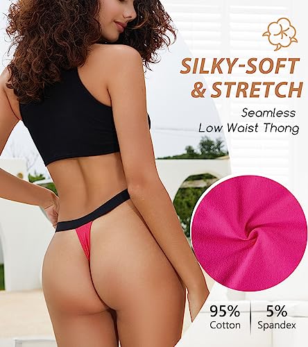 Chahoo Thongs For Women Pack Sexy G String Thongs For Women Cotton Panties Low Rise Soft T-Back Underwear Women 5 Pack #TOP4