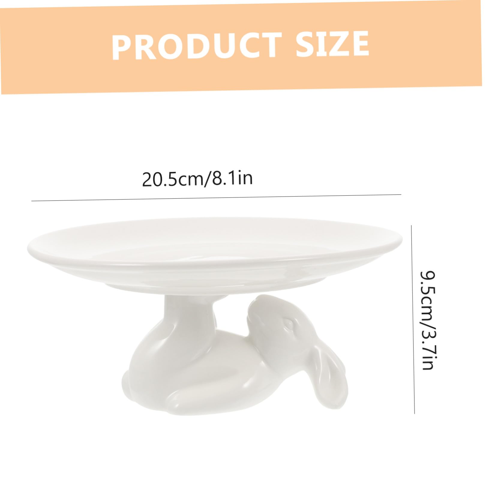 COLLBATH Soporte para Pastel de Cerámica de 20 CM Adorno de Conejo Bandeja para Postres y Almacenamiento Adecuado para Bodas Fiestas y Decoración de Mesa