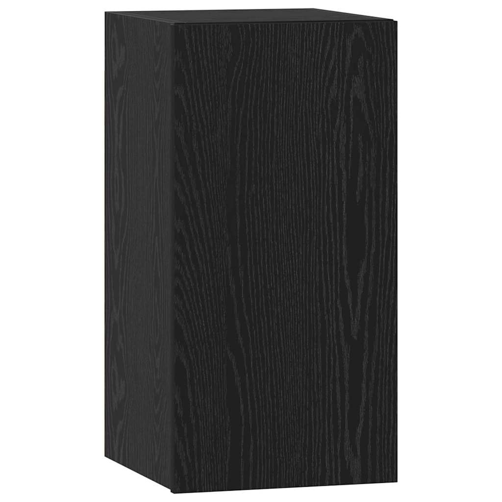 Zestaw mebli pod telewizor Ściana, dąb, czarny, 8 półek, 60 x 30 x