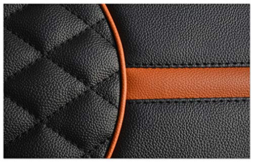 Image of Mototrance Black Orange | PU Leather Designer | Anti-Slip | Waterproof | Ergonomic Design | Custom Fit | Bike Scooty Seat Cover | MTSC-303-BLOR | Compatible with Ola S1