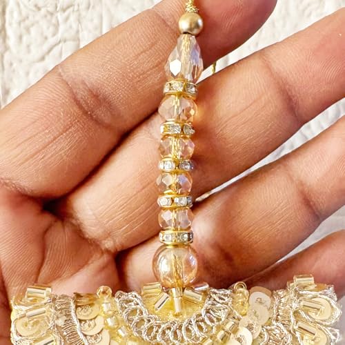 Image of Adikala Craft Store Handmade Ethnic Latkan Tassel Set of 2 for Saree Pallu, Blouse, Suits, Dupatta, Lehenga Decor (Metal Sequin)