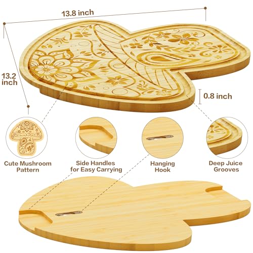 Tabla de cortar de bambú forma hongo con ranura y mango miniatura 2