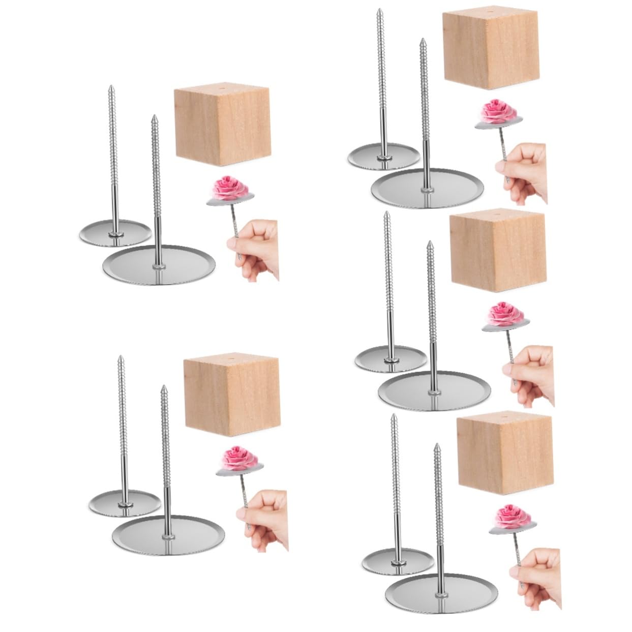 Cabilock 5 Sätze Dekorieren inoxlm holzaufsteller Kuchenblüten Fondant-Briefmarken Schablonen Zoll Werkzeug Werkzeug Zuckerguss Blumen Dekoration Zubehör für Kuchendekorationssets