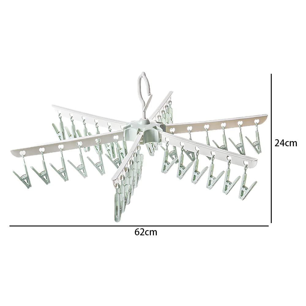 365° Rotatif étendoir Chaussettes avec 36 Clips, 1 Pièces Multidirectionnel Pince A Chaussette, Sechoir Chaussette pour Lingerie, sous-Vêtements, Chaussettes, Soutien-Gorge, Culotte