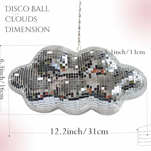 Bola espejada en forma de nube y calavera para colgar, decoración retro reflectante para fiestas y hogar miniatura 6
