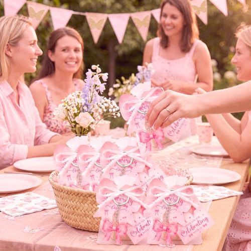 Image of 288 Pcs Baby Shower Favors Set for Guests,Pink,Bow | Boys Gender Reveal Party Set, Keychains Organza Bags Thank You Cards, Bear Theme Guest Favors, Complete Bulk Kit