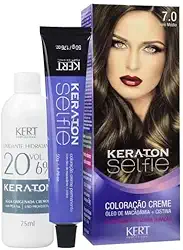 Keraton Coloração Permanente Em Creme Para Cabelos Com Cistina E Óleo De Macadâmia Selfie 50G Nº 7.0 Louro Médio