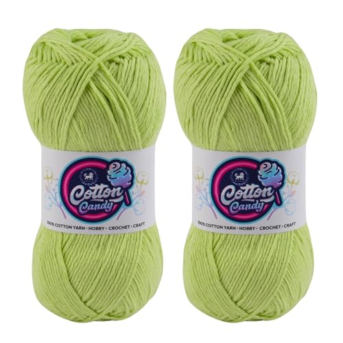 Image of NESTNHAVEN Cotton Candy 100% Cotton Yarn - (100g, 185 Meters) - Luxury Yarn for Crochet, Amigurumi, Embroidery, Toys, Garments, Flowers and Hobby, Projects. (Parrot Green) | (200 Gm)