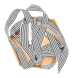 Black and White Striped Grosgrain Ribbon 1 Inch 10 Yards | Double Face, Finely Woven, Black & White Striped Fabric Ribbon for Presents, Party Décor, Sewing, Crafts, Bows, Party Favors, Florists