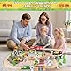 HERMORRYSS Holzeisenbahn Set, 100-teiliges Holzeisenbahn Schienen und Zugspielzeug mit Magnetkran, Modelleisenbahn-Set, Spielzeugeisenbahn-Set für Kinder, Geschenk für Jungen und Mädchen ab 3 Jahren