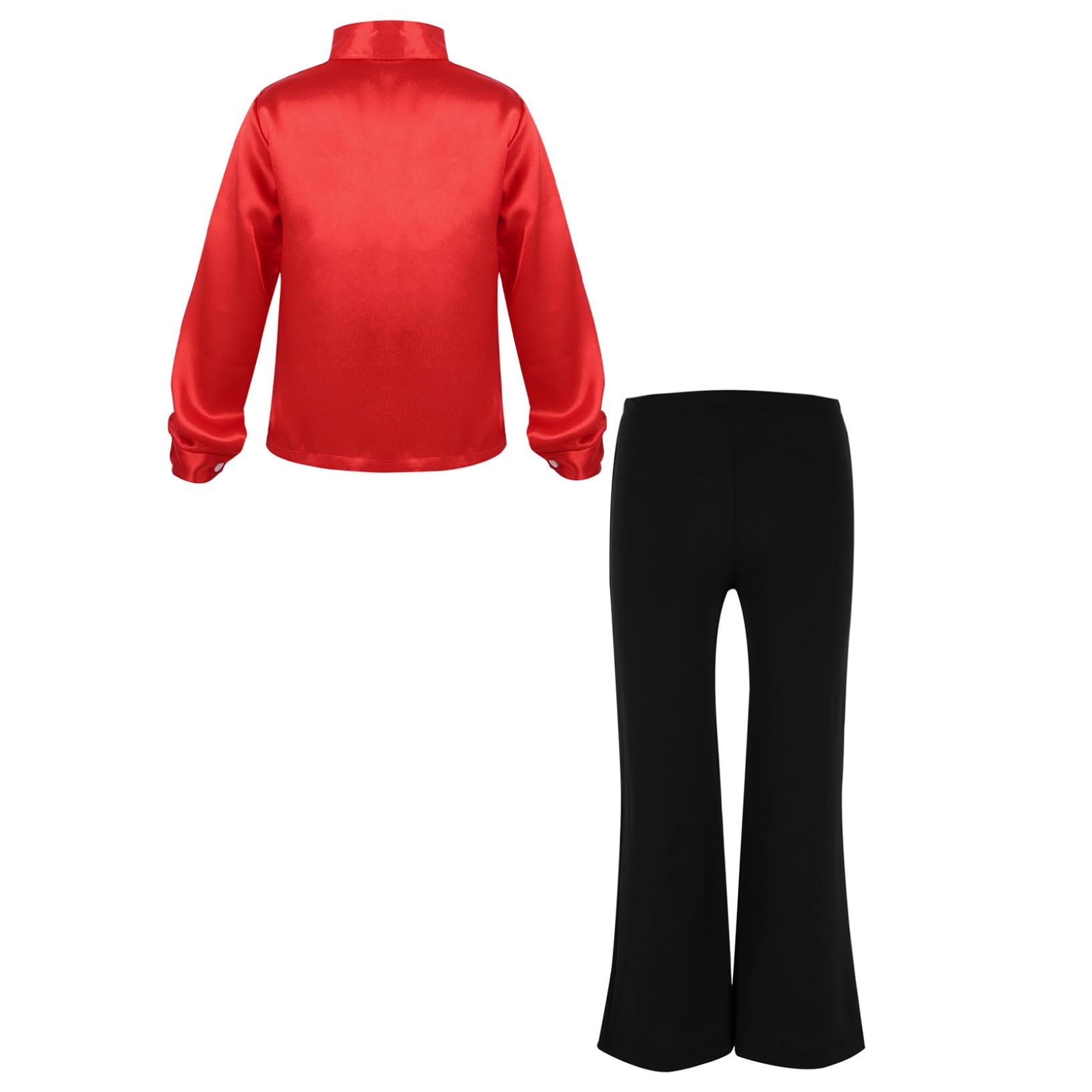 Oyolan Enfant Garçon Ensemble Costume Paillette Chemise Manches Longues et Pantalon Evasé Tenue Danse Latine Jazz Disco Soirée Spectacle 5-14 Ans