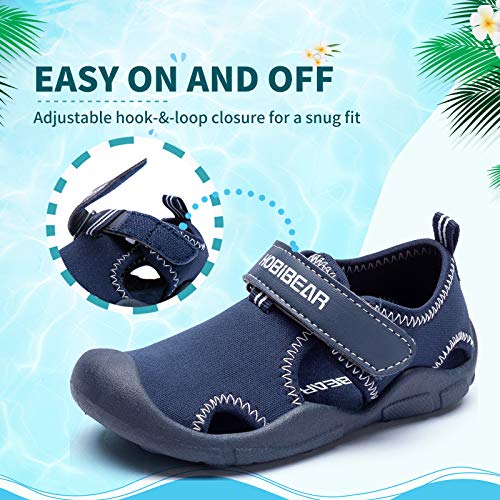 Woueoi Toddler Boys Aqua Water Shoes Closed-Toe Girls Sport Beach Sandals Lightweight(Royal Blue,9.5 Toddler) #TOP3