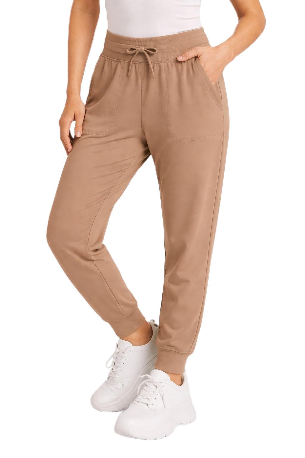 Spyder Womens Joggers - High Waisted Yoga Pants with Pockets and Drawstring - Athletic Workout & Lounge Sweatpants for Women, Toffee, M