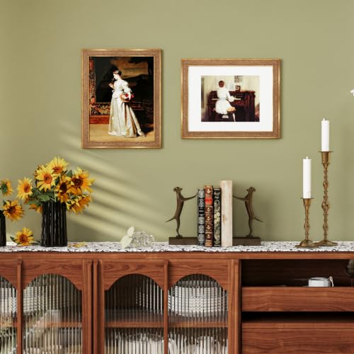 Image of 11x14 Vintage Picture Frames, Antique Picture Frame with White Mat for 8x10 Picture, Ornate Picture Frame for Wall Decor,2 Pack Gold Frame, Distressed Gold