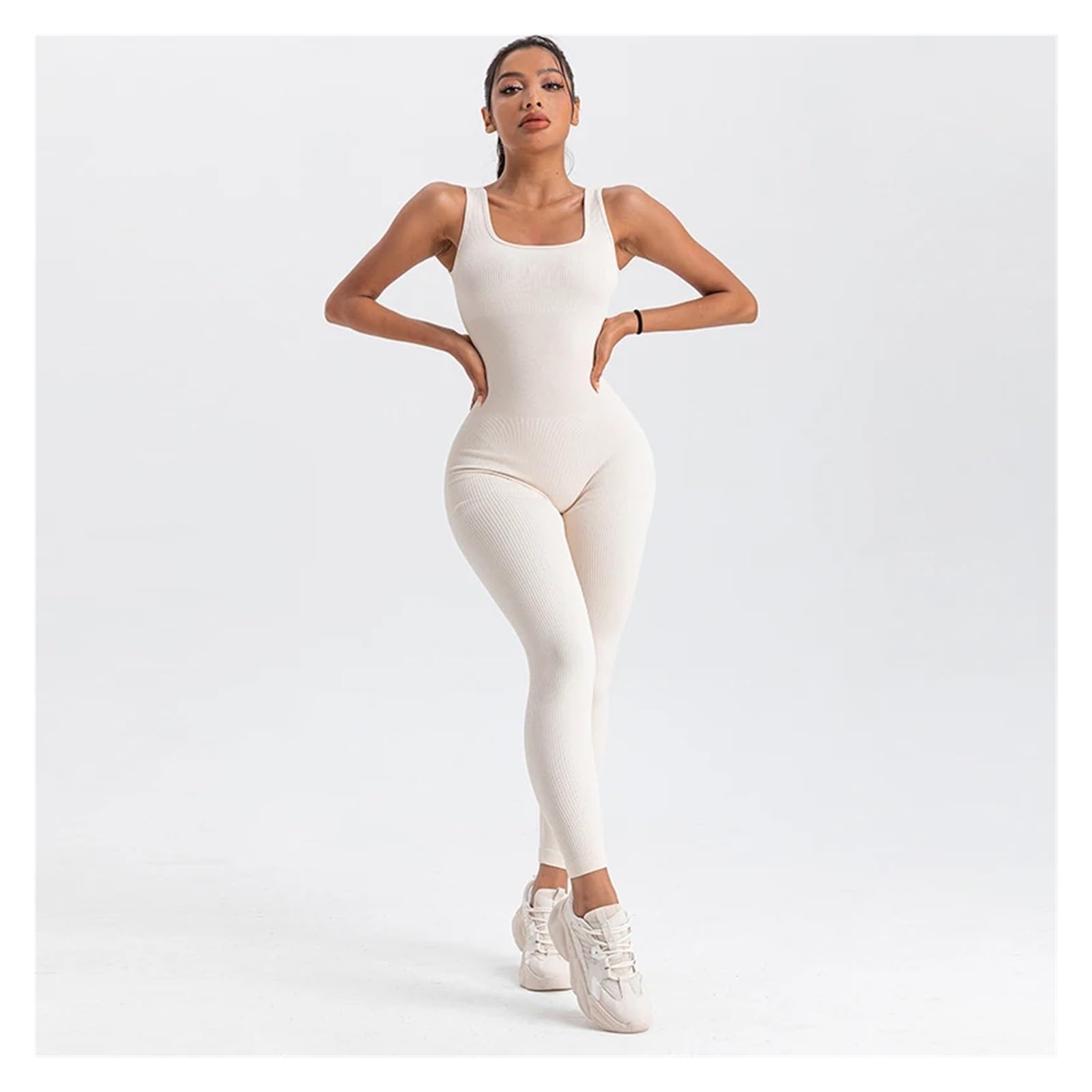 Monos Ajustados de Manga Larga for Mujer, for Yoga, Acanalados, Deportivos, Informales, con Cuello Cuadrado, for Club y Ropa de Calle.