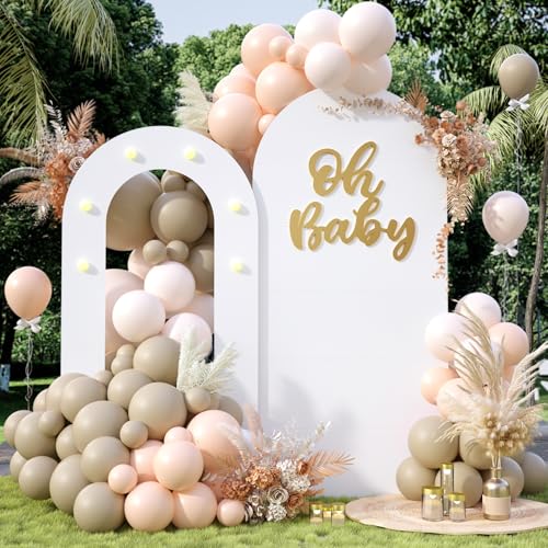 Outdoor White Arch Backdrop Stands (Pack of 2) Arch Covers Backdrop Wall Arch Stand Balloon Backgrounds Frame for Birthday Wedding Ceremony Bridal Baby Shower Graduations Garden Floral