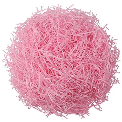 DIYASY Easter Pink Grass Basket Filler,7 Oz Shredded Paper for Easter Gift Box Crinkle Raffia Paper for Packaging Decoration