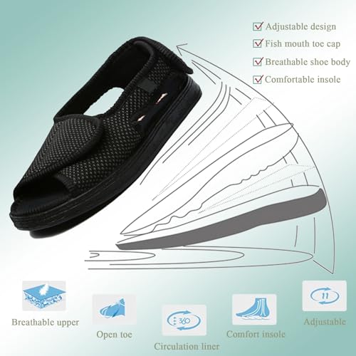 Generic Men's Open Toe Diabetic Sandals, Adjustable Extra Wide Width Shoes, Lightweight Breathable Shoes for Women Swollen Feet Arthritis Elderly3