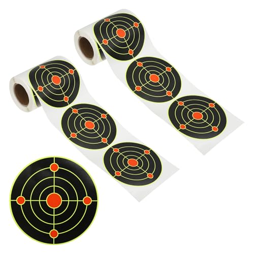 PATIKIL 4' Pegatinas de Objetivos de Salpicaduras Circulares, 2 Rollos de Objetivos de Papel Reactivo Adhesivos para Práctica en Campo de Tiro, Estilo Amarillo/Rojo/Negro 1