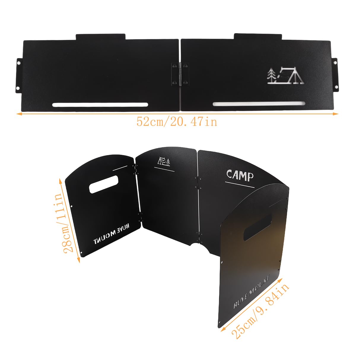 Parabrisas plegable para estufa de camping, divisores gruesos, cuatro paneles, negro, plegable, con bolsa de transporte