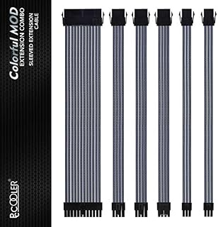PCCOOLER Sleeved Cable Extension Kit for Power Supply Cable Kit, PSU Cable in 30cm/11.8'' with Cable Comb 24pin ATX/4+4pin CPU, 8 (6+2) pin PCI-E, 6pin PCI-E PSU Cables for Cable Management (Black)