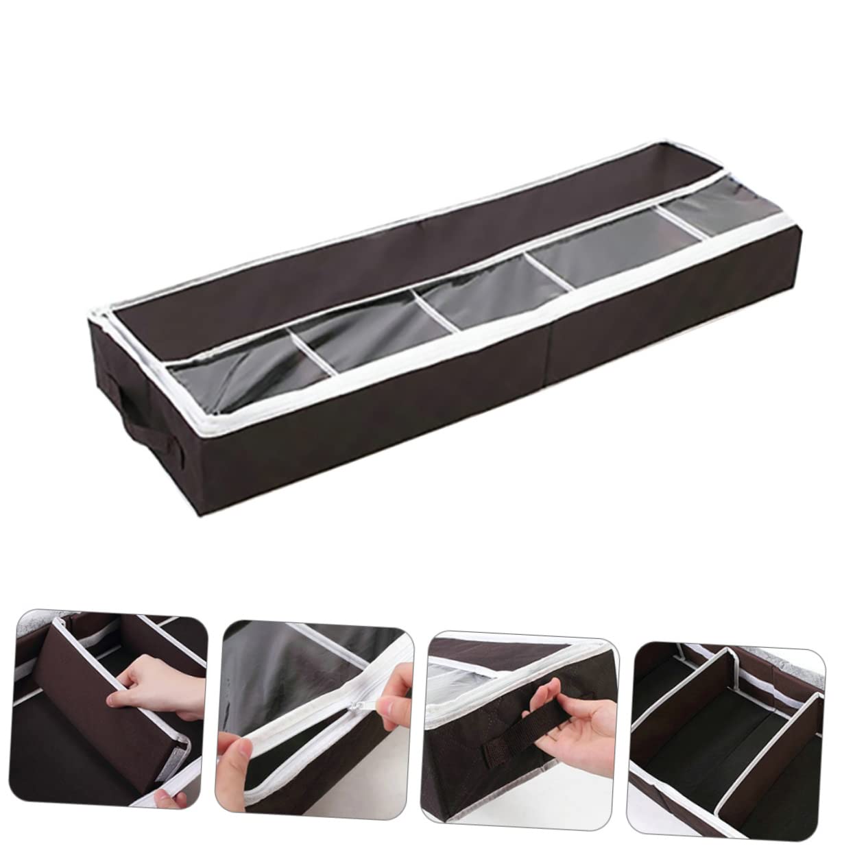 PRETYZOOM 1Pc Multi Purpose Non Woven Shoes Box Folding Storage Case with Transparent Window Compact Organizer for Dorm Home and Closet Efficient Shoe and Item Storage