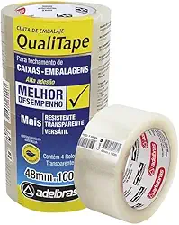 Fita Para Empacotamento, Adelbras, Qualitape, 48Mmx100M, Transparente, Pacote Com 4 Unidades