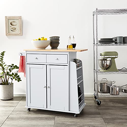 ACME Furniture Tullarick Kitchen Cart, Natural/Gray