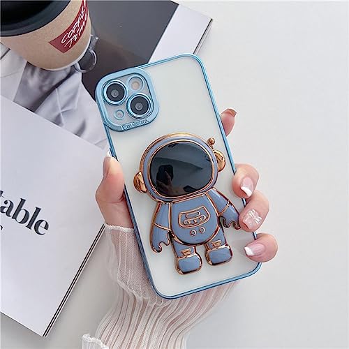 Étui luxe transparent pour iPhone XS Max avec placage bleu chic et support