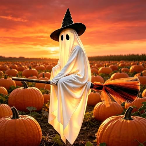 Fantôme d'Halloween avec chapeau pour illuminer facilement un jardin ou une entrée sombre