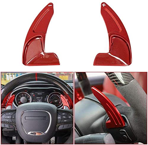 Voodonala for Challenger Steering Wheel Shift Paddle Cover Extended Shifter Trim for Dodge Challenger 2015 2016 2017 2018 2019 (Aluminum Alloy Red)