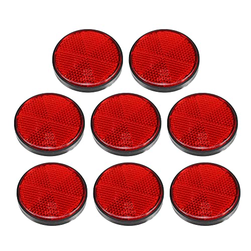 Image of X AUTOHAUX 8 Pcs Round Stick-on Safety Spoke Reflective Self Adhesive Reflector for Gate Posts Cars Trailer Motorcycle Trucks Boat Bicycle Bike Red