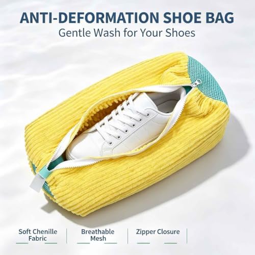 Shoe Washing Machine Bag,Mesh Laundry Shoe Bags for Washer (2, Yellow)