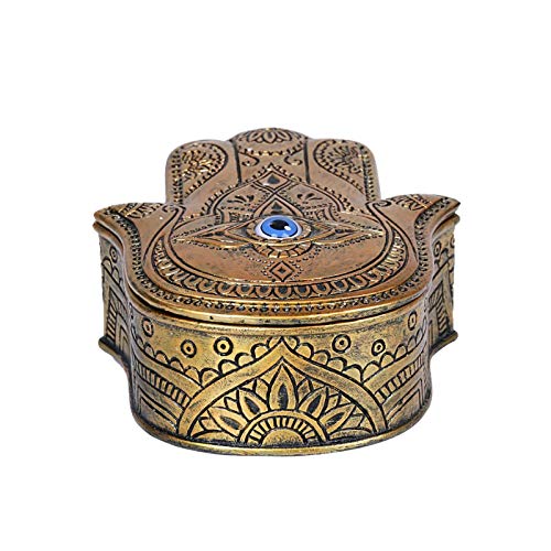 Boîte dorée Hamsa décorative au design sculpté et finitions premium