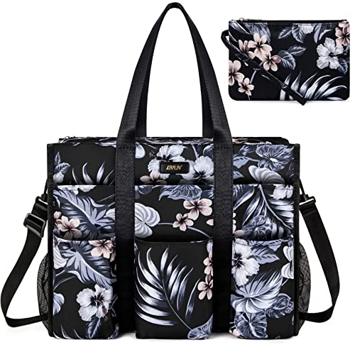 Image of IBFUN Utility Tote Bag with 24 Pockets, Large Teacher Tote for Women with Laptop Compartment, Travel Tote Bag with Zip Top