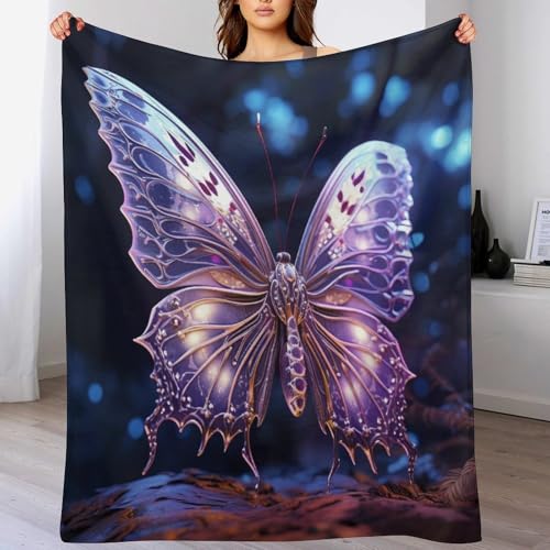 Plaid couverture polaire papillon 100x130cm légère et chaude pour lit