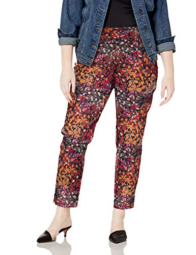 SLIM-SATION Women's Plus Size Pull Ankle Pant, Multi-Dot(Geo Dots Print), 24W