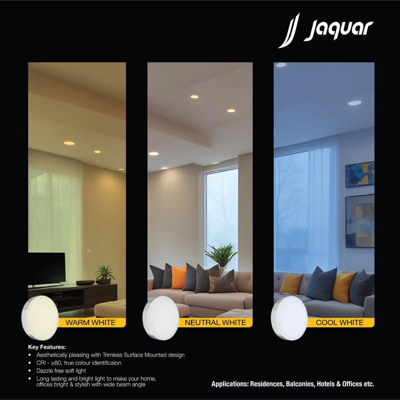 Image of Jaquar 18W Gem Trimless Round Surface Downlight Cool White Pack 10
